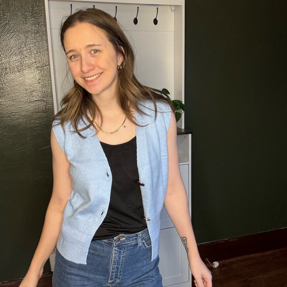 Light Blue Sleeveless Cardigan